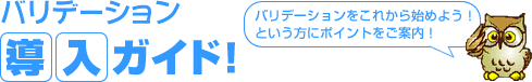 バリデーション導入ガイド
バリデーションをこれから始めよう！という方にポイントをご案内！